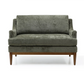 Rihanna Olive Chenille Upholstered Loveseat with Wood Base - Pendle Village Furniture