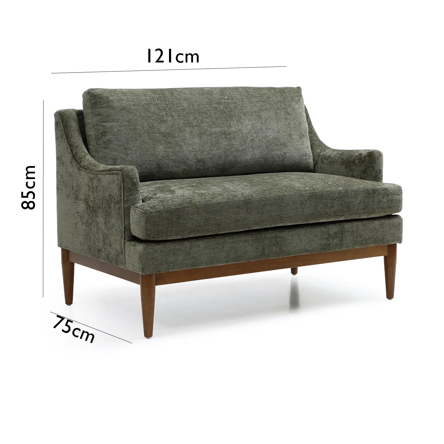 Rihanna Olive Chenille Upholstered Loveseat with Wood Base - Pendle Village Furniture