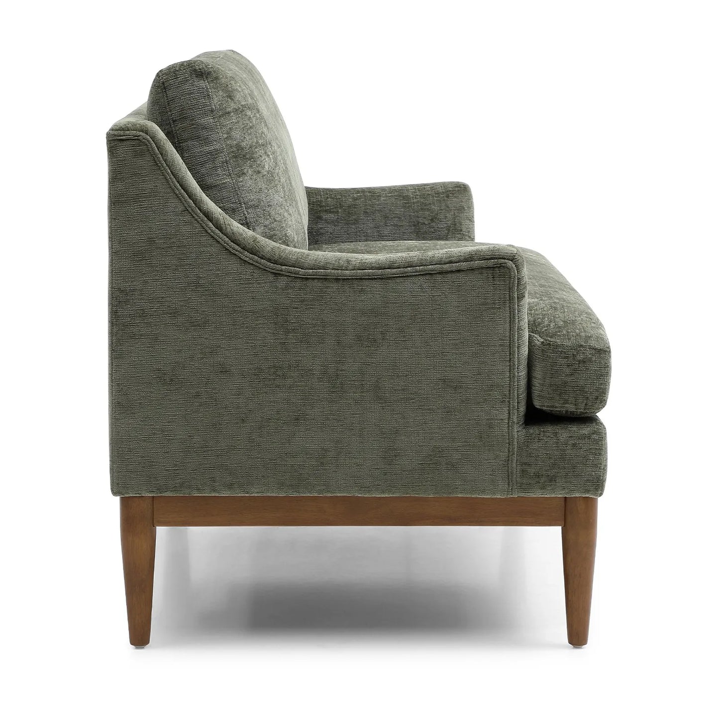 Rihanna Olive Chenille Upholstered Loveseat with Wood Base - Pendle Village Furniture