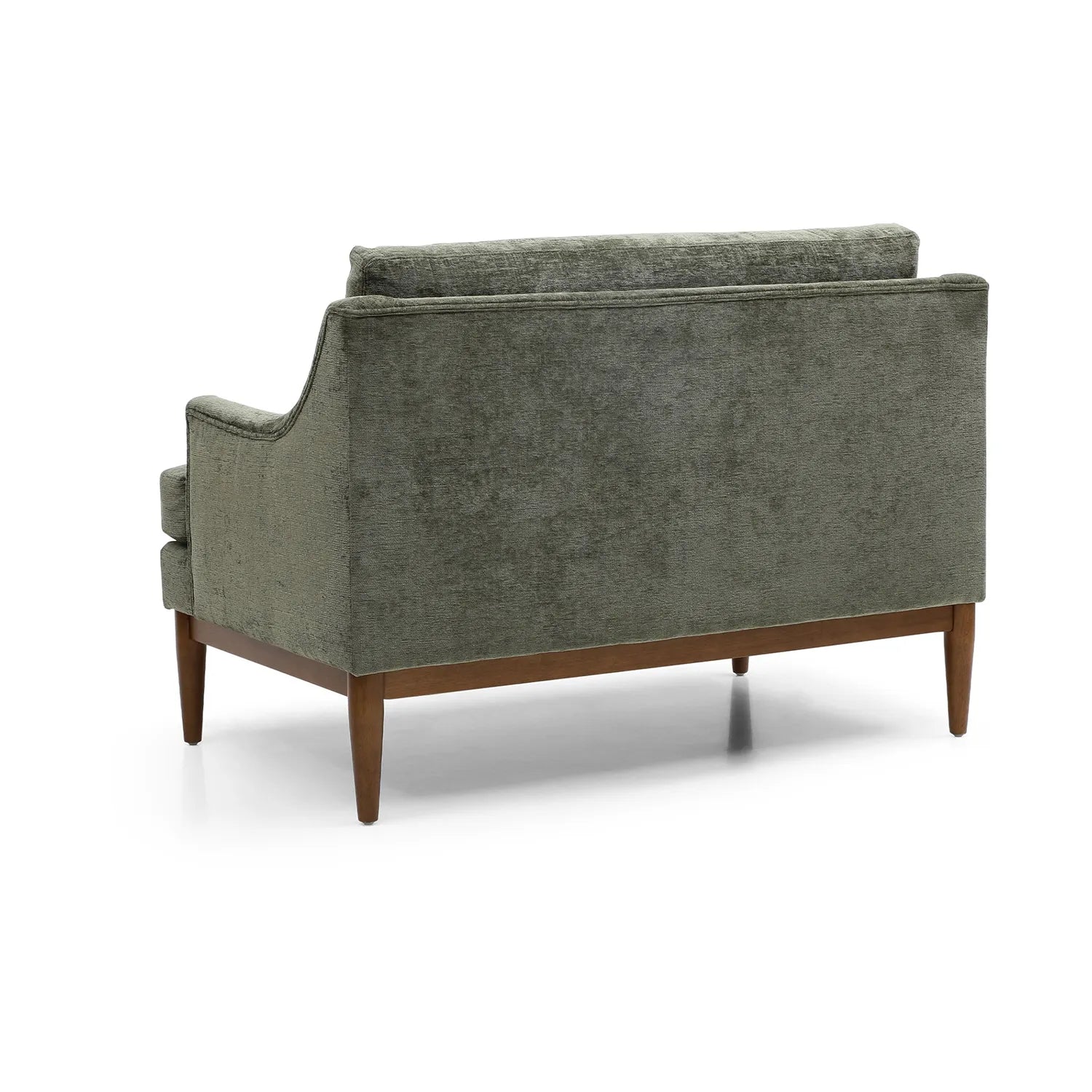 Rihanna Olive Chenille Upholstered Loveseat with Wood Base - Pendle Village Furniture