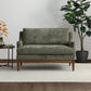 Rihanna Olive Chenille Upholstered Loveseat with Wood Base - Pendle Village Furniture
