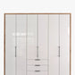 Wiemann Saka 225cm Bi-Fold Wardrobe With 6 Glass Doors & 3 Glass Drawers