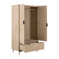 Salford Natural Oak Finish Gents Wardrobe - Open Doors View