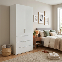 Rauch Haven 2 Door Combi Wardrobe with Décor Doors - Styled in a Bedroom
