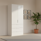 Rauch Heaven 100cm 2 Door Combi Wardrobe with Decor Doors and Drawers in Alpine Whites styled in a modern bedroom