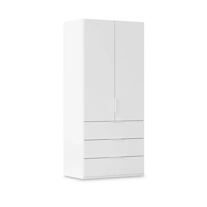 Rauch Haven 2 Door Combi Wardrobe with Mirror Doors and Décor Drawers in White