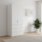 Rauch Heaven 100cm 2 Door Combi Wardrobe with Décor Doors in Alpine White styled in a modern bedroom
