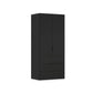 Rauch Haven 2 Door Combi Wardrobe with Mirror Doors and Décor Drawers in Black
