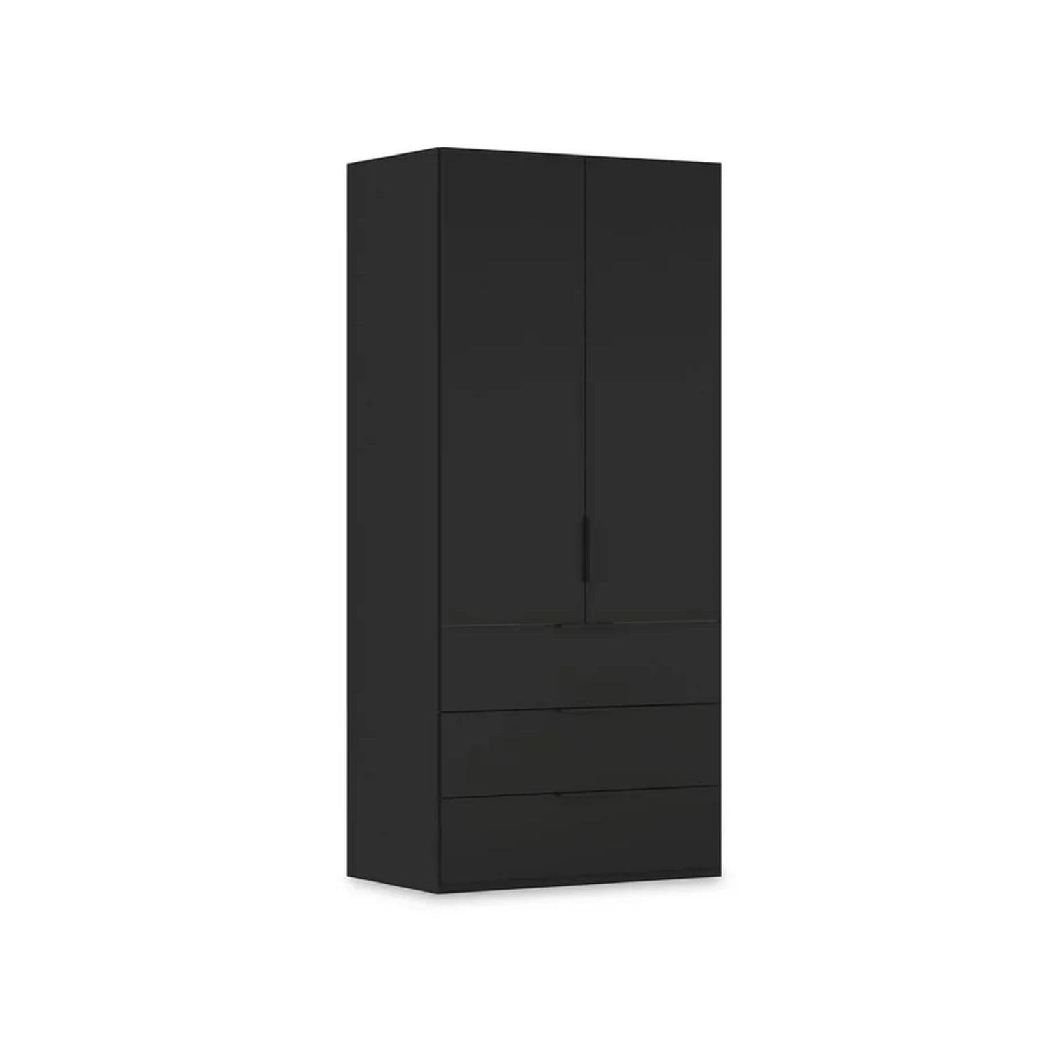 Rauch Haven 2 Door Combi Wardrobe with Mirror Doors and Décor Drawers in Black