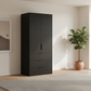 Rauch Heaven 100cm 2 Door Combi Wardrobe with Décor Doors in Black styled in a modern bedroom