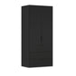 Rauch Haven 2 Door Combi Wardrobe with Décor Doors in Black