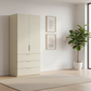 Rauch Heaven 100cm 2 Door Combi Wardrobe with Decor Doors and Drawers in Champagne styled in a modern bedroom