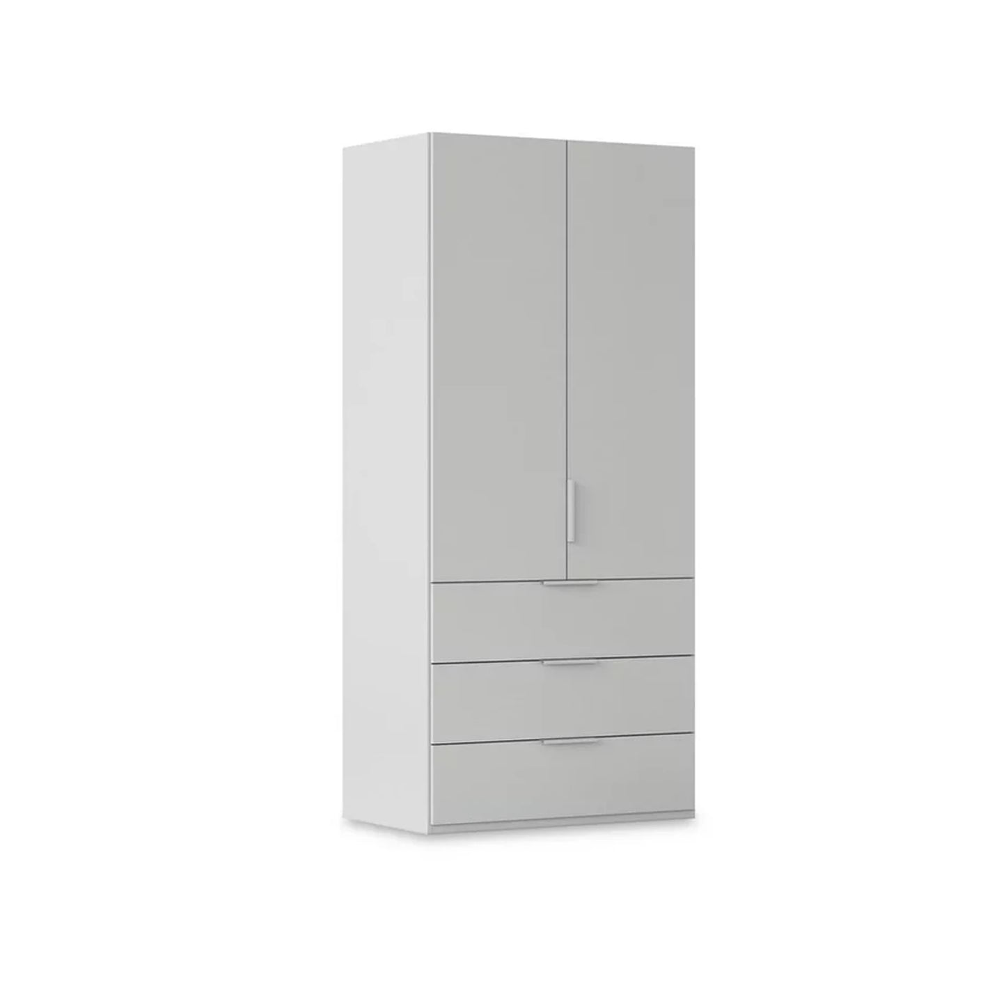 Rauch Haven 2 Door Combi Wardrobe with Mirror Doors and Décor Drawers in Silk Grey