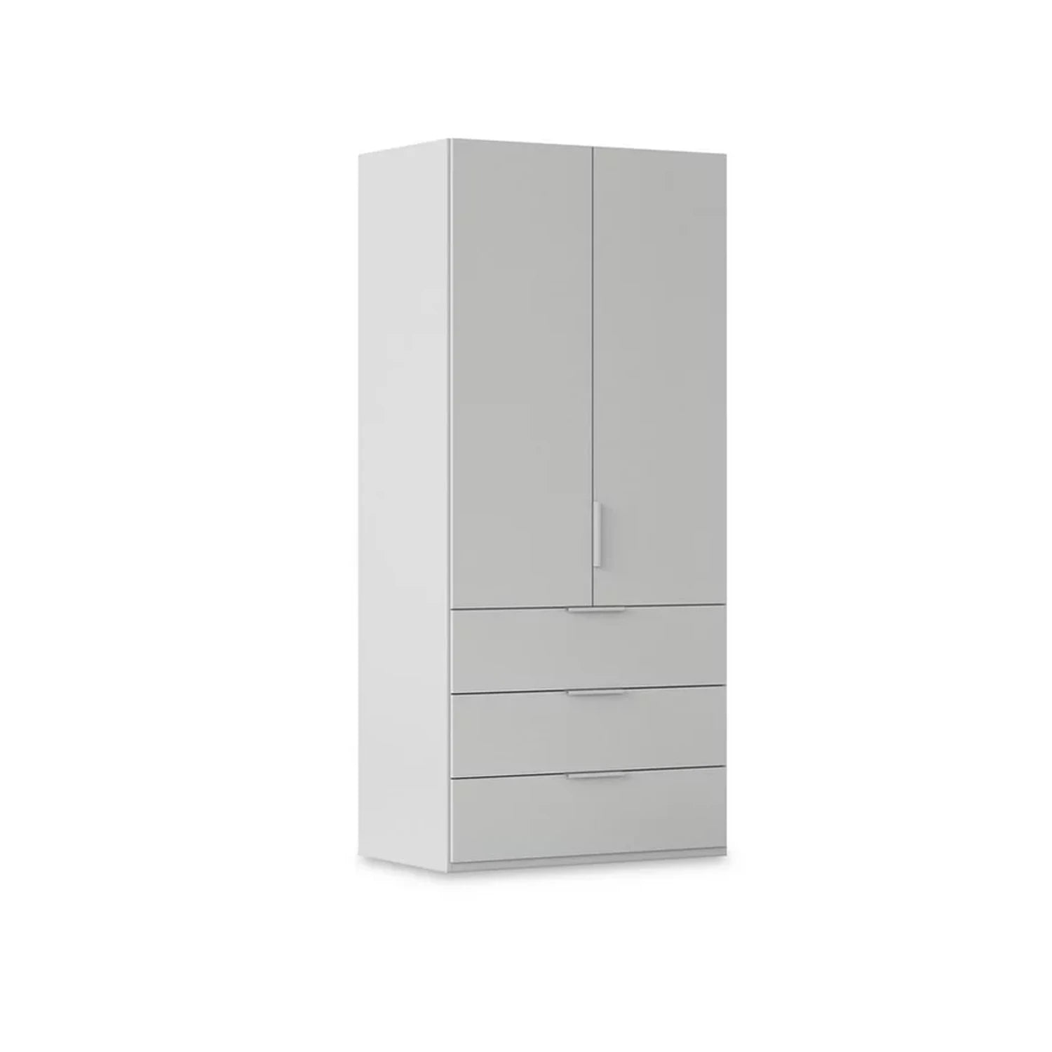 Rauch Haven 2 Door Combi Wardrobe with Mirror Doors and Décor Drawers in Silk Grey