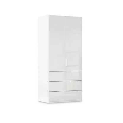 Rauch Haven 2 Door Combi Wardrobe with Glass Doors in White