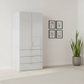 Rauch Heaven 100cm 2 Door Combi Wardrobe with Glass Doors in Silk Grey styled in a modern bedroom