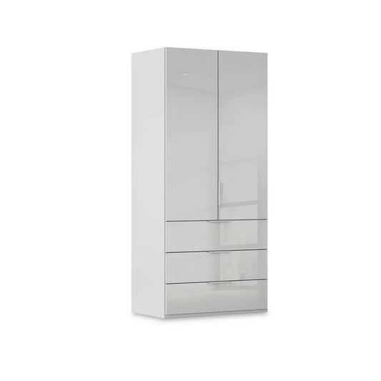 Rauch Haven 2 Door Combi Wardrobe with Glass Doors in Silk Grey