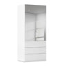 Rauch Haven 2 Door Combi Wardrobe with Mirror Doors and Glass Drawers in White