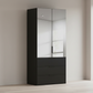 Rauch Heaven 100cm 2 Door Combi Wardrobe with Mirror Doors and Glass Drawers in Black styled in a modern bedroom