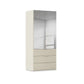 Rauch Haven 2 Door Combi Wardrobe with Mirror Doors and Glass Drawers in Champagne