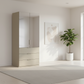 Rauch Heaven 100cm 2 Door Combi Wardrobe with Mirror Doors and Glass Drawers in Fango styled in a modern bedroom