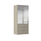 Rauch Haven 2 Door Combi Wardrobe with Mirror Doors and Glass Drawers in Fango