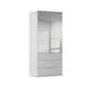 Rauch Haven 2 Door Combi Wardrobe with Mirror Doors and Glass Drawers in Silk Grey