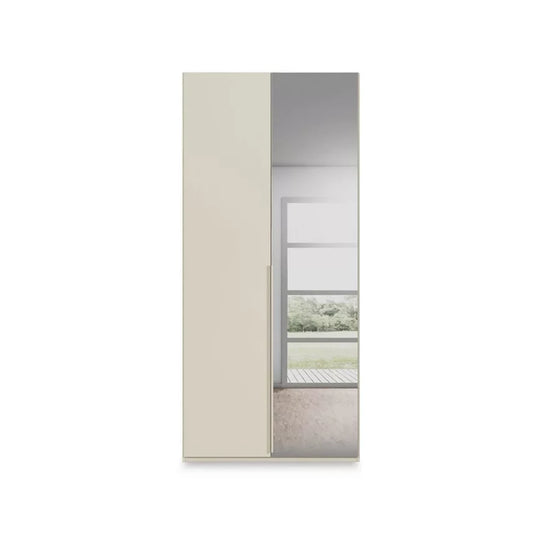 Rauch Heaven 2 Door Hinged Wardrobe with 1 Décor Door and 1 Mirror Door in Champagne - Front view