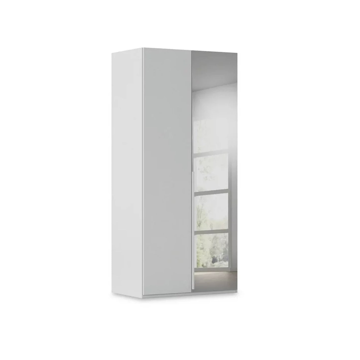 Rauch Heaven 2 Door Hinged Wardrobe with 1 Décor Door and 1 Mirror Door in Silk Grey