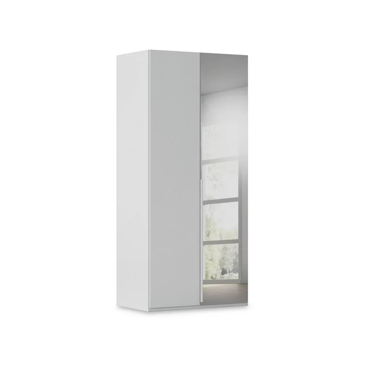 Rauch Heaven 2 Door Hinged Wardrobe with 1 Décor Door and 1 Mirror Door in Silk Grey