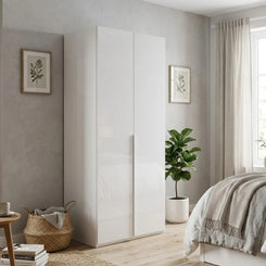 Rauch Haven 2 Door Hinged Wardrobe with Glass Doors - Styled in a Bedroom