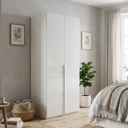 Rauch Haven 2 Door Hinged Wardrobe with Glass Doors - Styled in a Bedroom