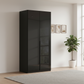Rauch Heaven 101cm 2 Door Hinged Wardrobe with Glass Doors in Black styled in a modern bedroom