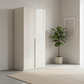 Rauch Heaven 101cm 2 Door Hinged Wardrobe with Glass Doors in Champagne styled in a modern bedroom