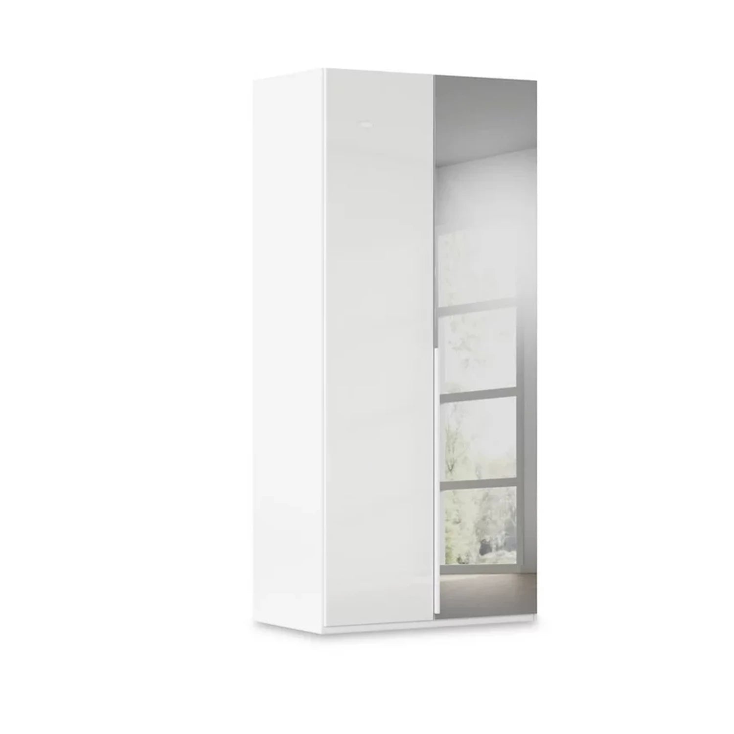 Rauch Heaven 2 Door Hinged Wardrobe with 1 Glass Door and 1 Mirror Door in White