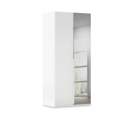 Rauch Heaven 2 Door Hinged Wardrobe with 1 Glass Door and 1 Mirror Door in White