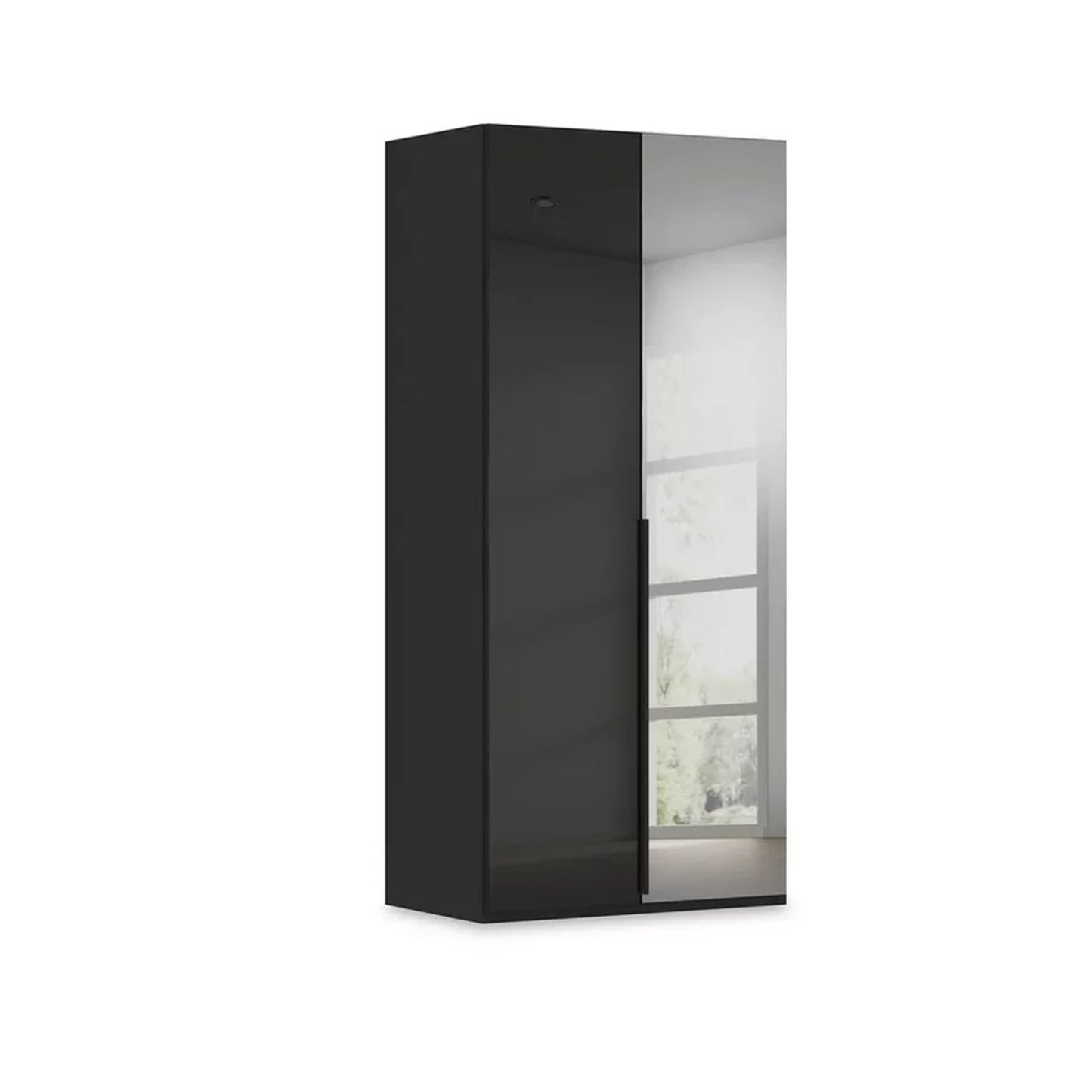 Rauch Heaven 2 Door Hinged Wardrobe with 1 Glass Door and 1 Mirror Door in Black
