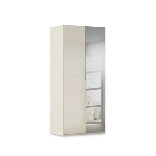 Rauch Heaven 2 Door Hinged Wardrobe with 1 Glass Door and 1 Mirror Door in Champagne