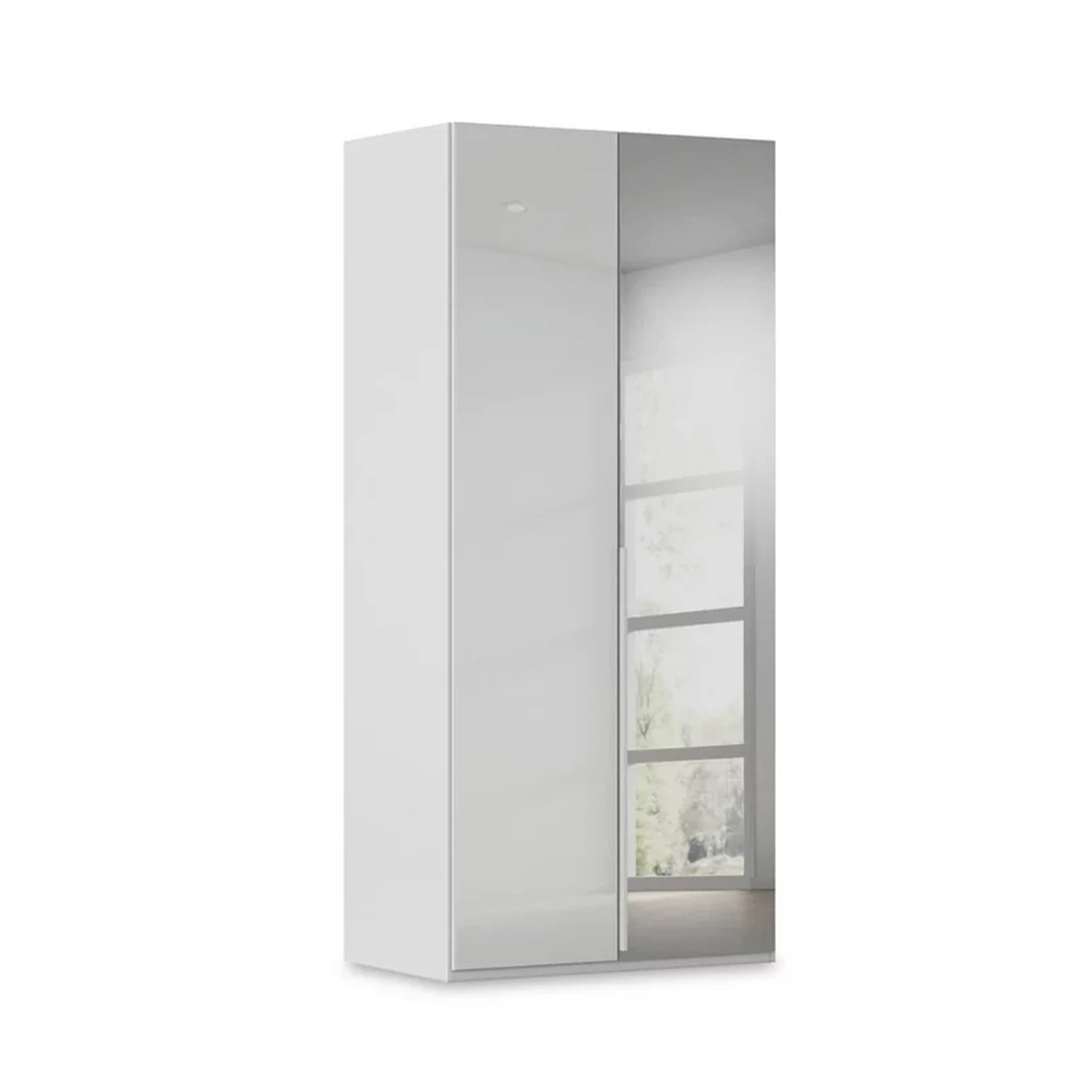Rauch Heaven 2 Door Hinged Wardrobe with 1 Glass Door and 1 Mirror Door in Silk Grey