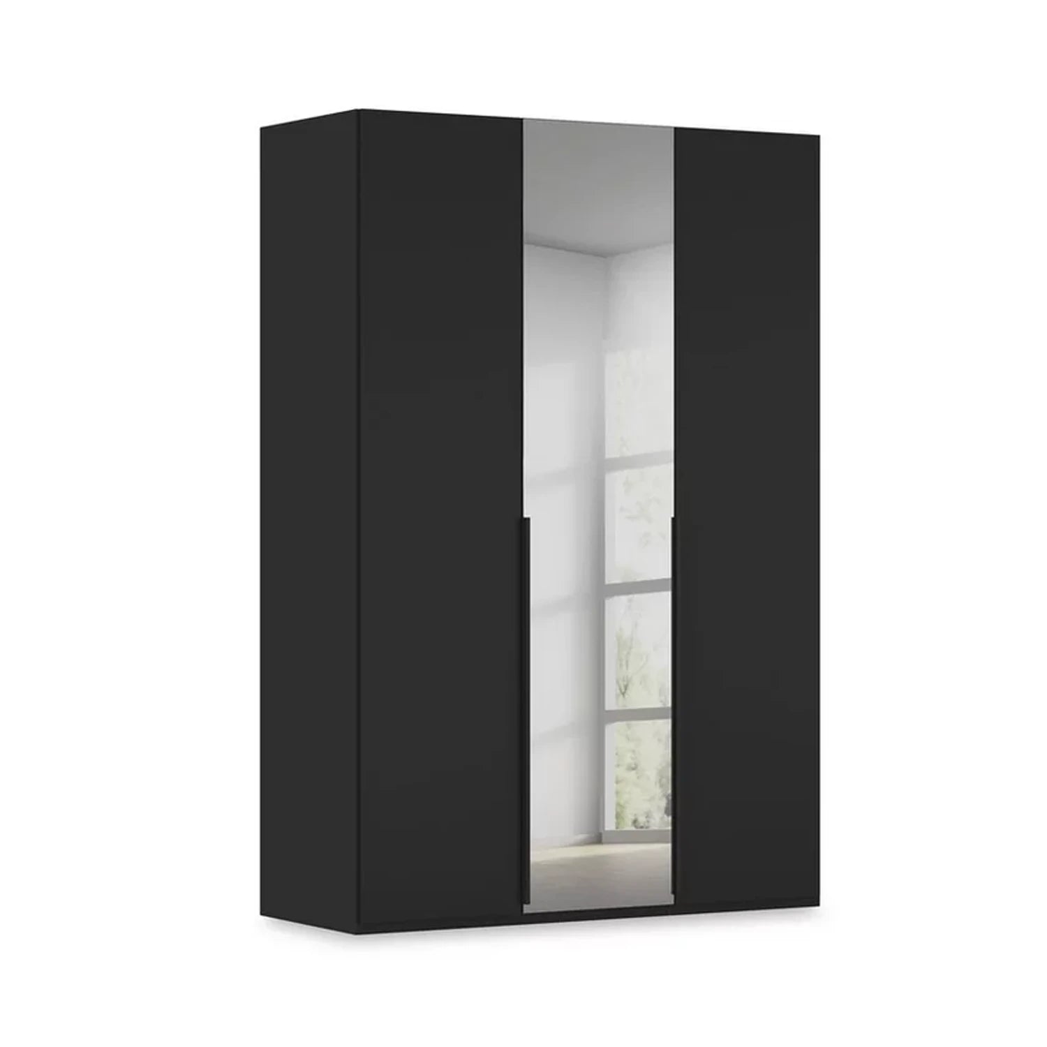 Rauch Heaven 3 Door Hinged Wardrobe with 2 Décor Doors and 1 Mirror Door in Black