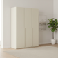 Rauch Heaven 151cm 3 Door Hinged Wardrobe with Décor Doors in Champagne styled in a modern Bedroom