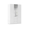 Rauch Haven 3 Door Combi Décor Wardrobe with 2 Décor Doors and 1 Mirror Door in White