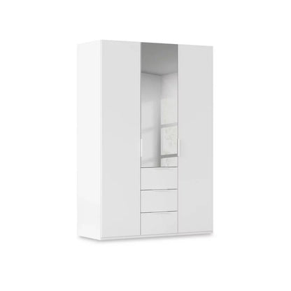 Rauch Haven 3 Door Combi Décor Wardrobe with 2 Décor Doors and 1 Mirror Door in White