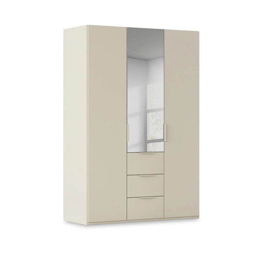 Rauch Haven 3 Door Combi Décor Wardrobe with 2 Décor Doors and 1 Mirror Door in Champagne