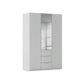 Rauch Haven 3 Door Combi Décor Wardrobe with 2 Décor Doors and 1 Mirror Door in Silk Grey