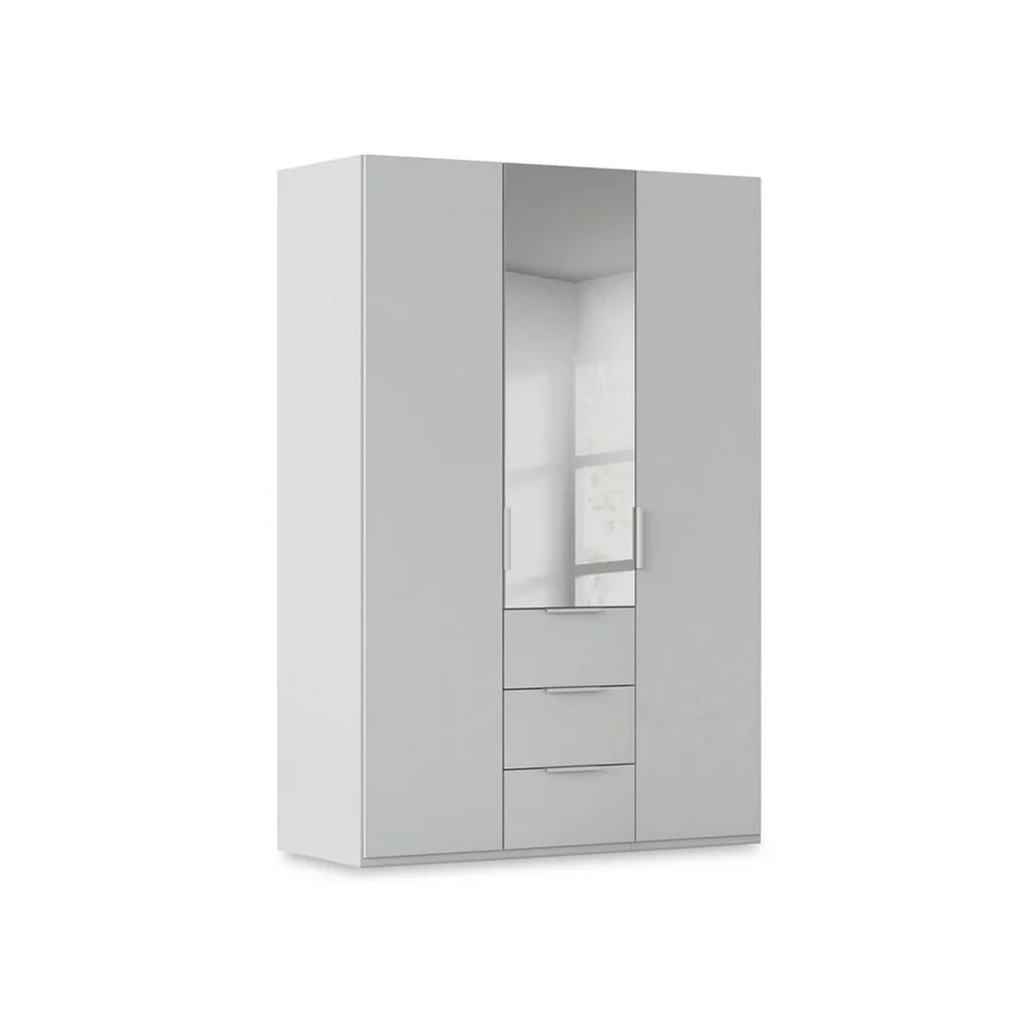 Rauch Haven 3 Door Combi Décor Wardrobe with 2 Décor Doors and 1 Mirror Door in Silk Grey