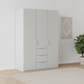 Rauch Heaven 150cm 3 Door Combi Wardrobe with Décor Doors in Silk Grey styled in a modern bedroom