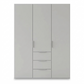 Rauch Haven 3 Door Combi Wardrobe with Décor Doors in Silk Grey - Front view