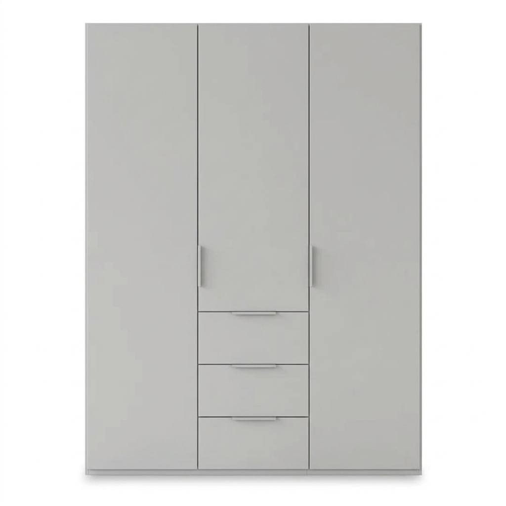 Rauch Haven 3 Door Combi Wardrobe with Décor Doors in Silk Grey - Front view