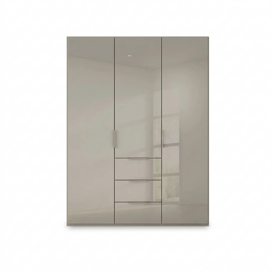 Rauch Haven  3 Door Combi Wardrobe with Glass Doors in Fango - Front view